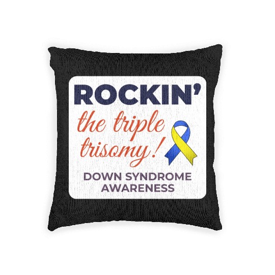 Down Syndrome Awareness Triple Trisomy Rock Woven Pillows