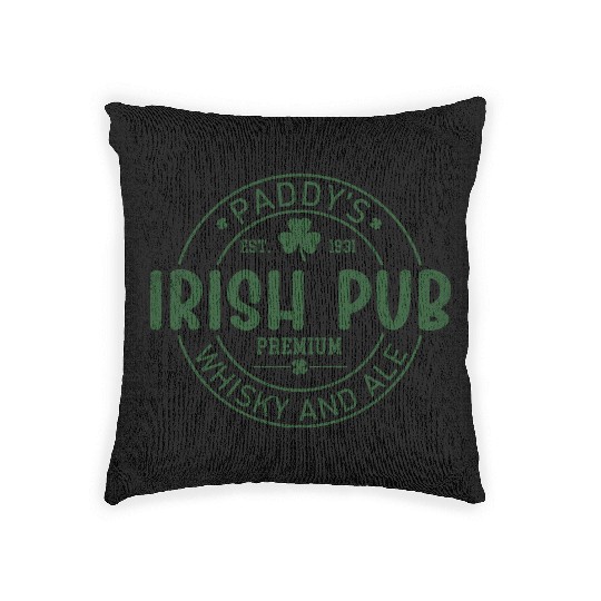 Irish Pub Whisky and Ale, St Patricks Day Woven Pillows