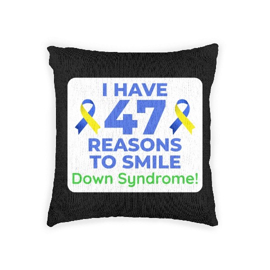 Down Syndrome Awareness 47 Reasons to Smile Woven Pillows