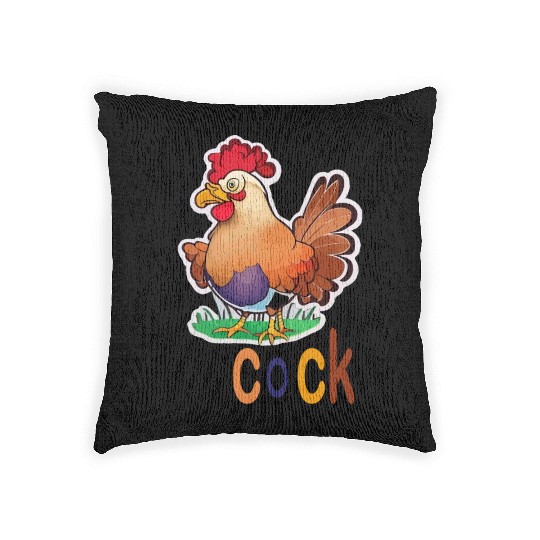 cute cock animal Woven Pillows