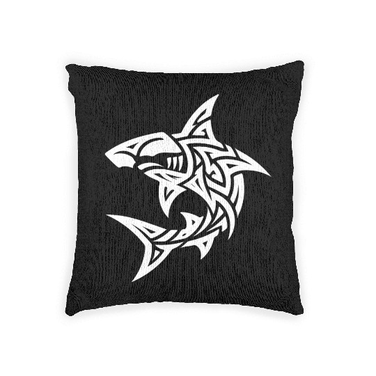Tribal Hammerhead Shark Style Diver Fan Tattoo Woven Pillows