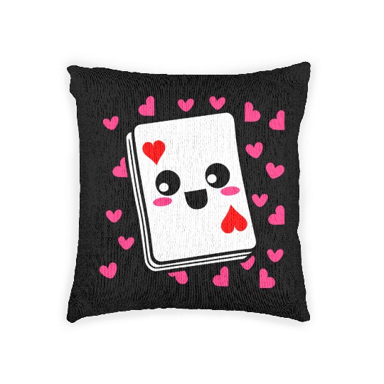 Kawaii Playing Card Hearts Woven Pillows