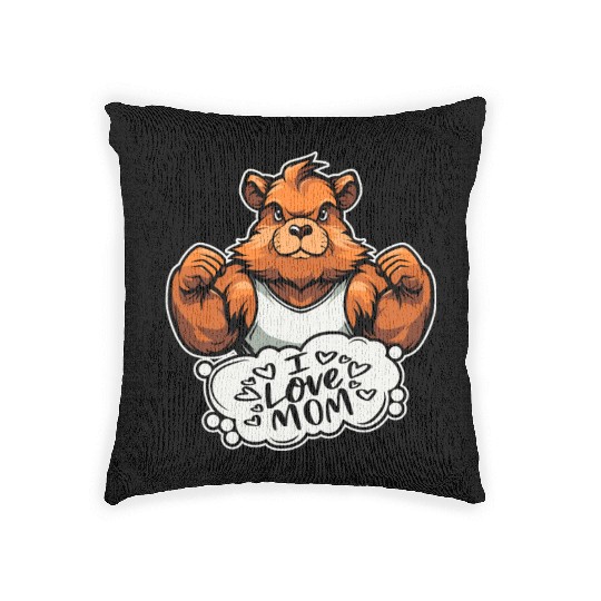 Guinea Pig Cavy Mother I Love Mom Woven Pillows