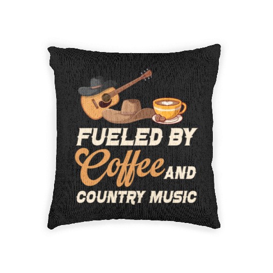 Fueled By Coffee And Country Music Cowgirl Woven Pillows