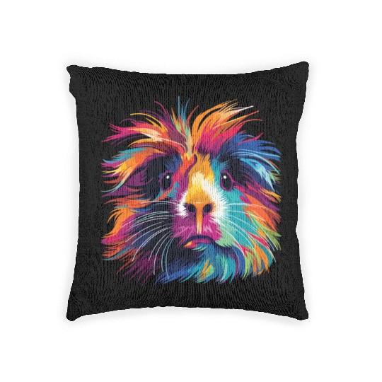 Watercolor Colorful Guinea Pig Colorful Woven Pillows