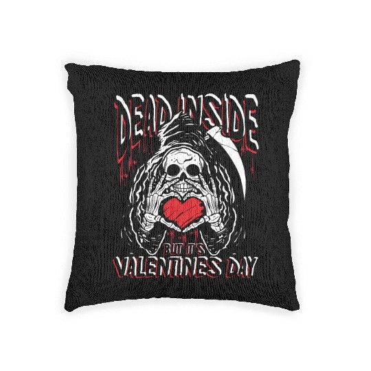 Dead inside but it's valentines day | love feast Woven Pillows