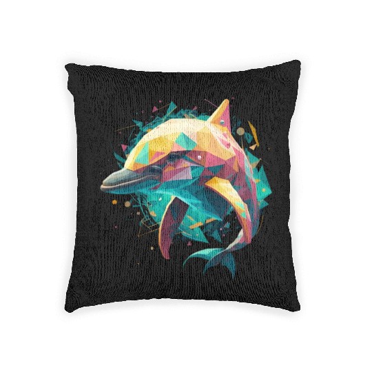 unique dolphin design Woven Pillows