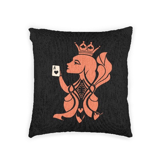 Queen Hearts Playing Card Design 2 Color Vector Woven Pillows