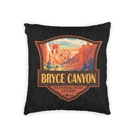 Bryce Canyon National Park Travel Retro Badge Woven Pillows