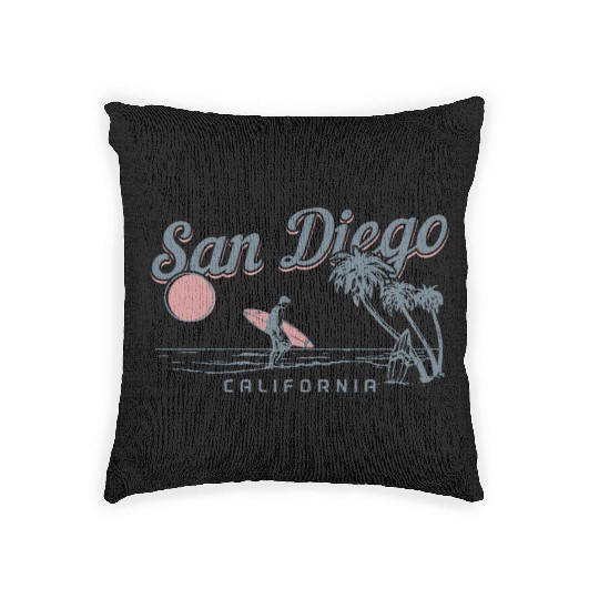 San Diego California Vintage Souvenir Woven Pillows