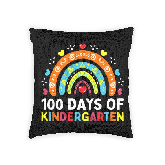 100 Days of Kindergarten School Teacher or Woven Pillows