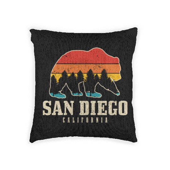 San Diego California Bear Souvenir Woven Pillows