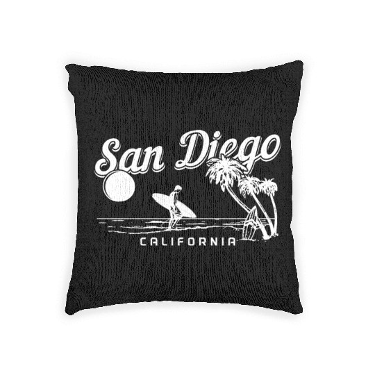 San Diego California Vintage Souvenir Woven Pillows