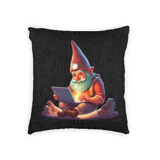 A Father's Day Gnome as a tech-savvy dad Woven Pillows