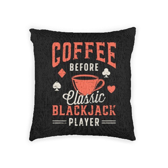 Classic Blackjack Coffee Card Player Coffee Lover Woven Pillows