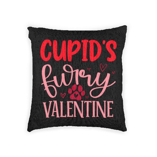 Cupid s furry valentine Woven Pillows