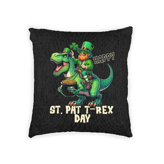 Happy St Pat-Rex Day Dinosaur Boys St Patricks Day Woven Pillows