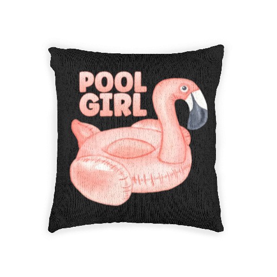 Pool Girl Flamingo Floatie Swimming Pool Woven Pillows