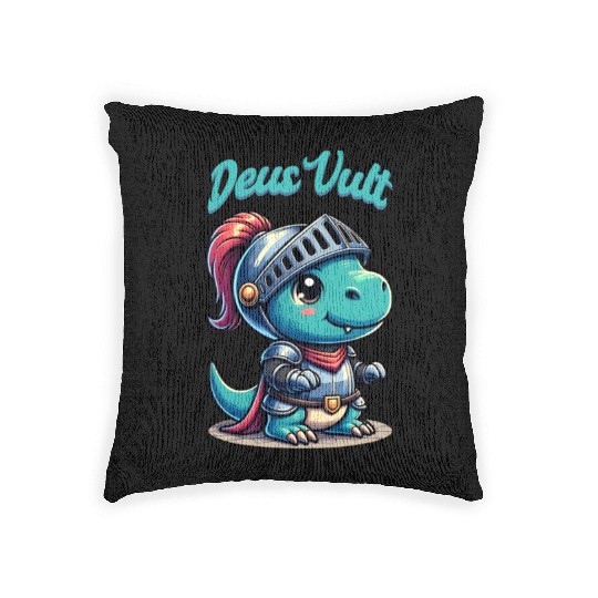 Deus Vult Historical Knight Dragon Woven Pillows