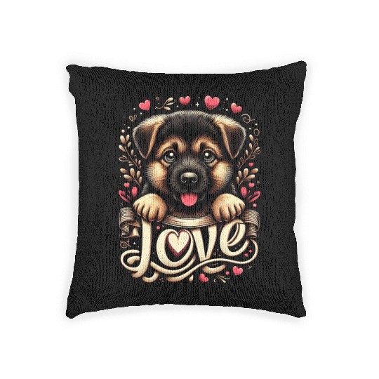 German shepherd puppy Woven Pillows
