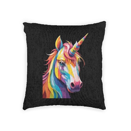 Colorful Rainbow Unicorn Woven Pillows