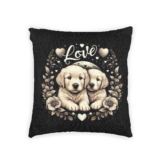 golden retriever dogs Woven Pillows