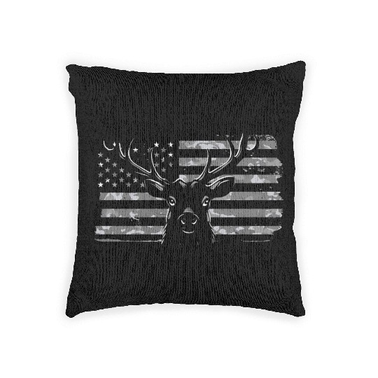 Patriotic deer camouflage 4th of july Woven Pillows