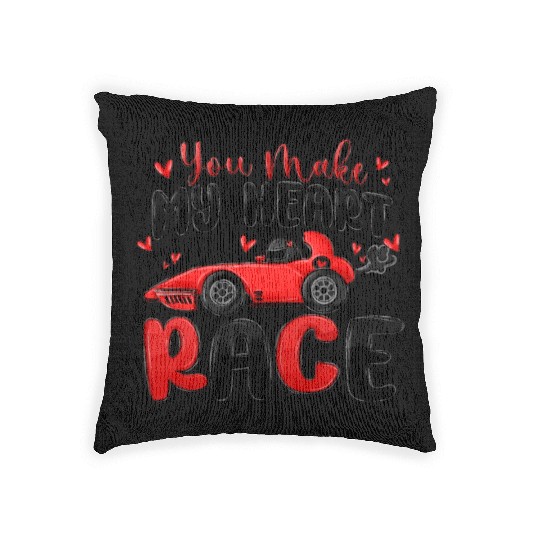 you make my heart race valentine's day Woven Pillows