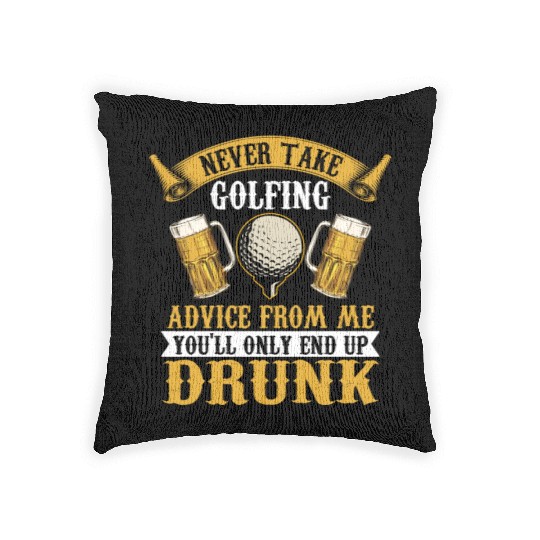 Funny golf beer golfing Woven Pillows