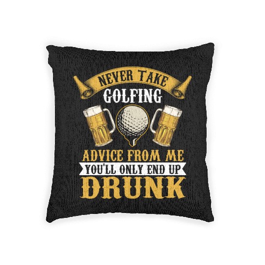 Funny golf beer golfing Woven Pillows