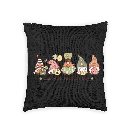 Happy St. Patrick's Day Gnomes Woven Pillows