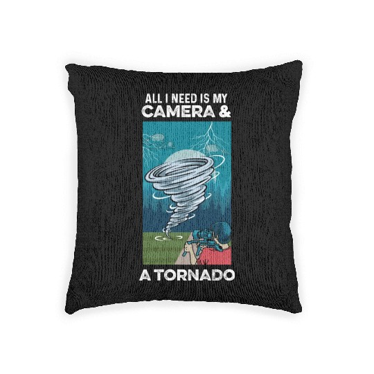 Camera & Tornado Videographer Gift Woven Pillows