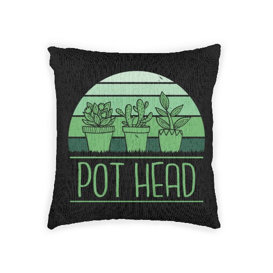 Green Thumb, Potted Plant Paradise Woven Pillows