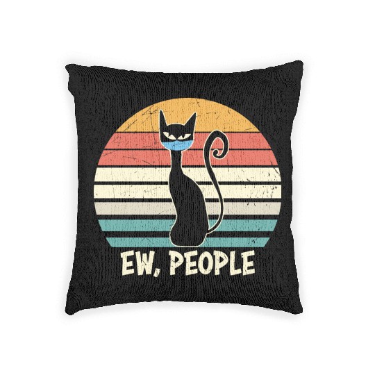 Ew people Black Cat Mask Woven Pillows