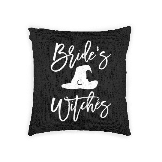 Brides Witches Cute Halloween Bachelorette Party Woven Pillows