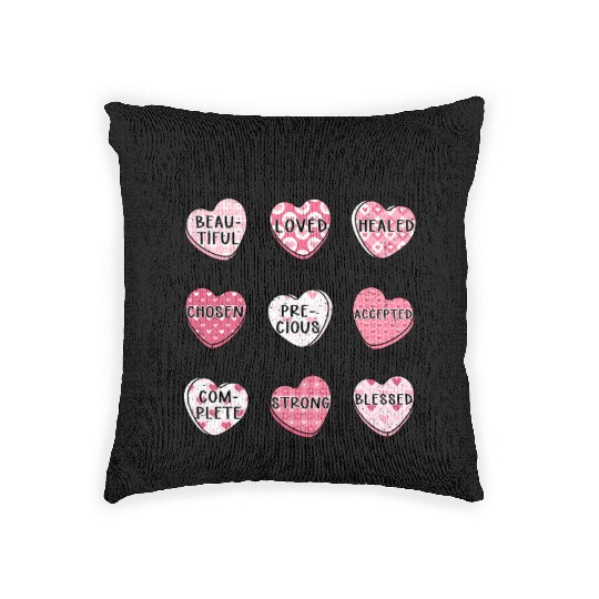God Says I Am Valentine Candy Hearts Woven Pillows