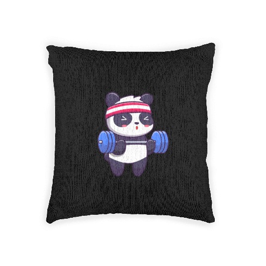 Panda Gym Lover Woven Pillows
