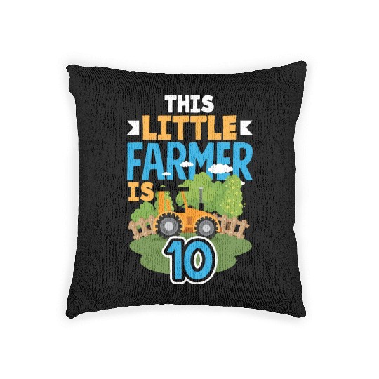 10th Birthday Tractor 10 Years Birthday Boy Woven Pillows