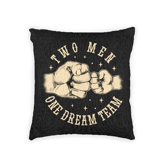 Father and son bump fists Woven Pillows