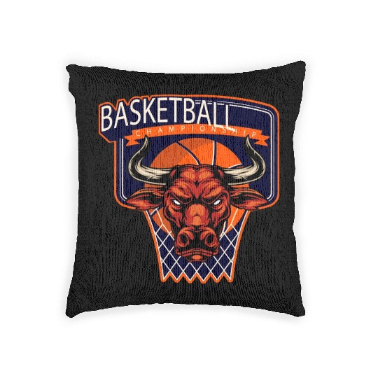 Fierce Bull Basketball Championship Woven Pillows