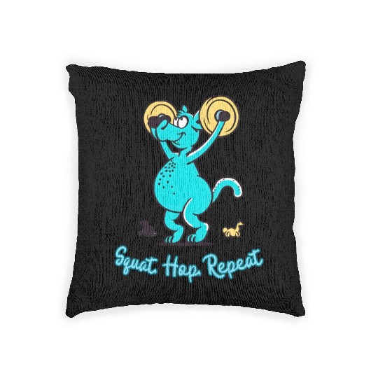 Kangaroo Gym Buff: Squat, Hop, Repeat Workout Woven Pillows