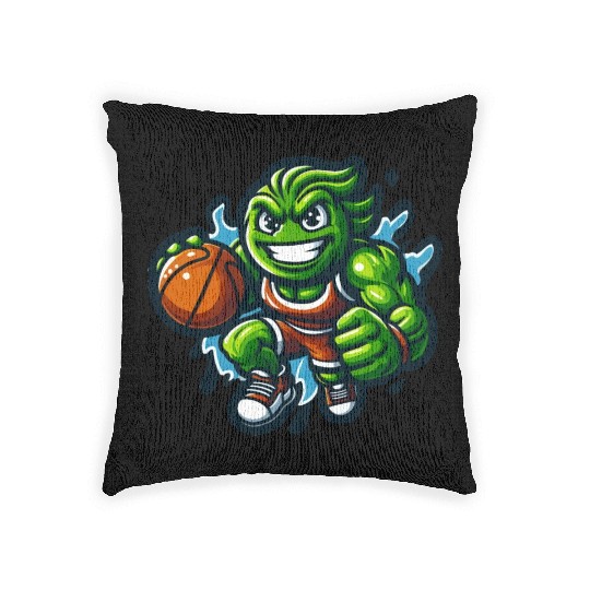 Green Basketball Mascot Woven Pillows