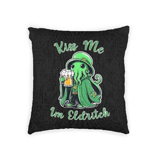 Kiss Me I'm Eldritch - St. Paddy's Day Cthulhu Woven Pillows