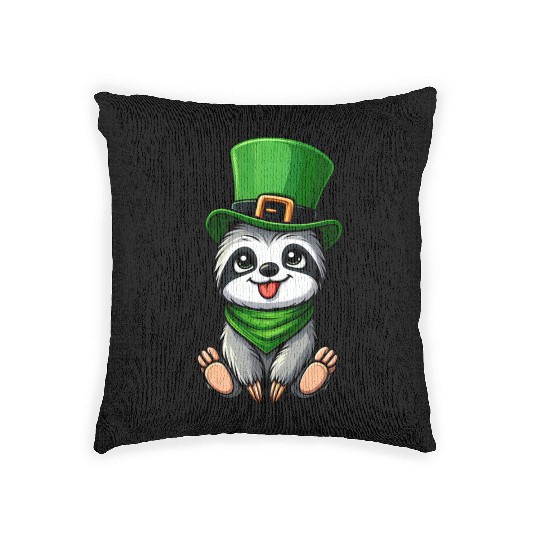 St. Patrick's Day Sloth Clumsy Cute Cartoon Design Woven Pillows