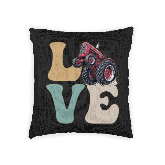 LOVE Tractor Pulling Tractor Driver Farmer Farming Woven Pillows