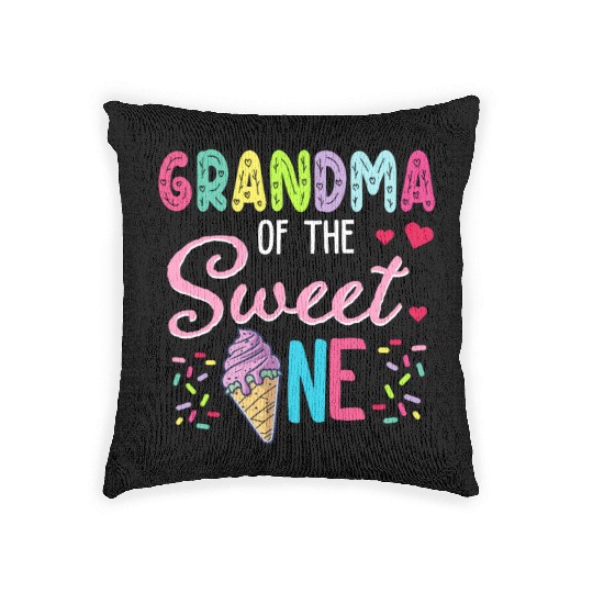Grandma of Sweet 1 First Birthday Ice Cream Woven Pillows