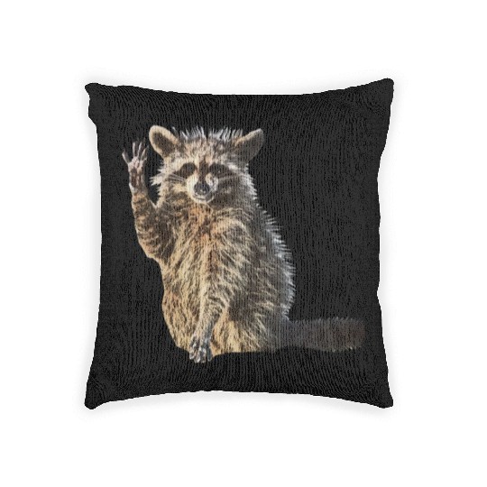 Sunny Raccoon: Happy Print Collection Woven Pillows