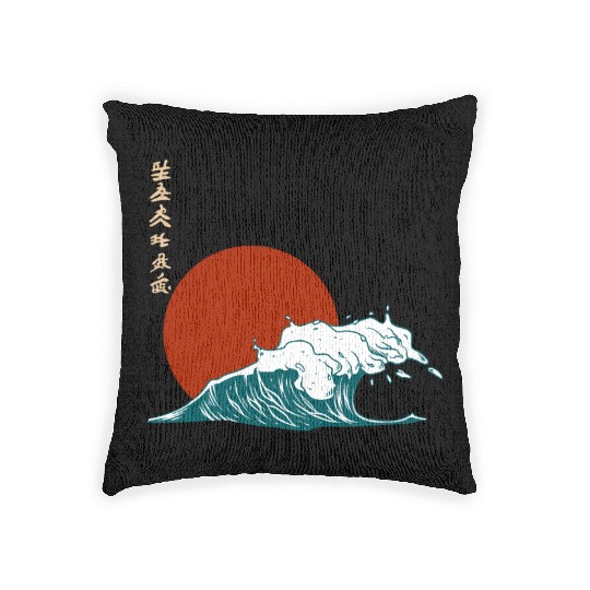 The Great Wave off Kanagawa Ramen Lover OtakuAnime Woven Pillows