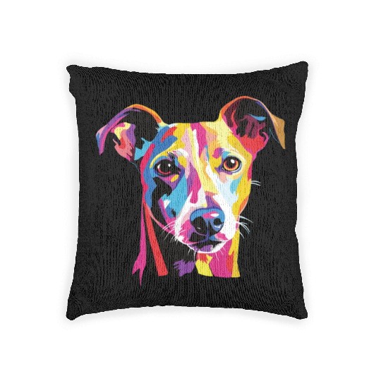 Watercolor Colorful Italian Greyhound Woven Pillows
