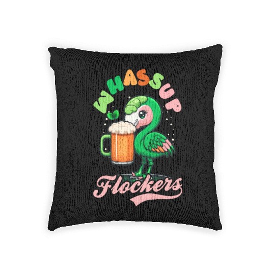 Irish Flamingo St Patricks Whasup Flockers Woven Pillows